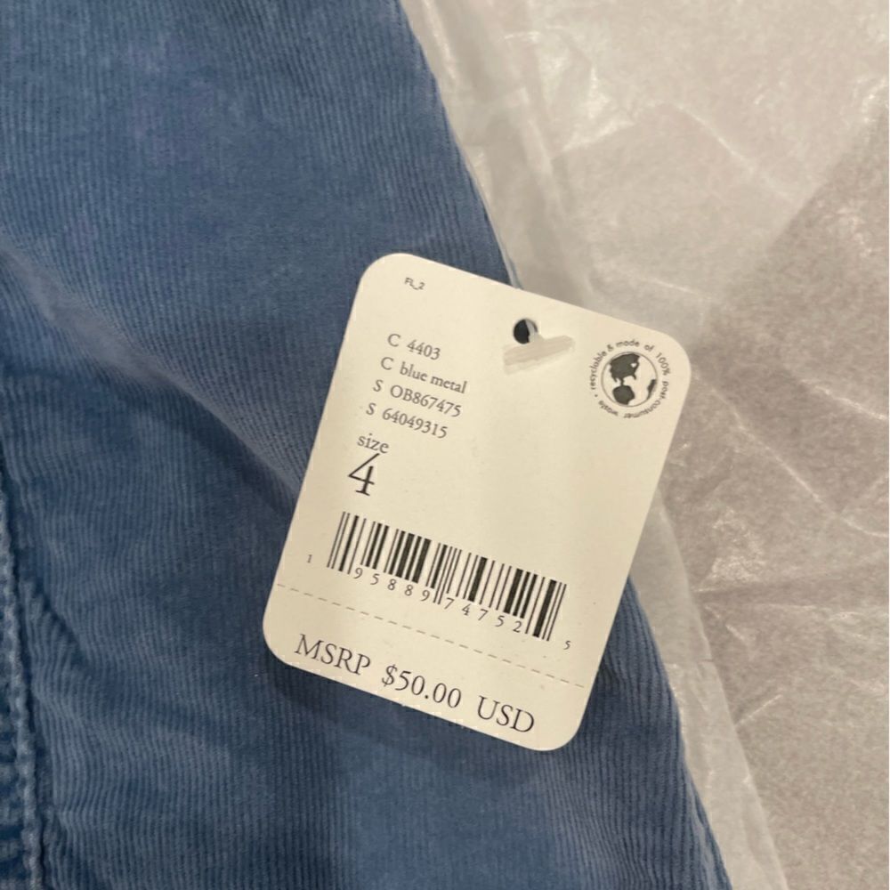 Free People Modern Femme Cord Mini Skirt In Metal Blue .Size 4 - Picture 10 of 13